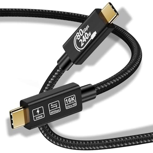 CABLEDECONN Thunderbolt 5 Rallonge 1M 3.3FT USB 4 80gbps Données Ultra - Rapides 240W Câble de Charge Rapide 16k Connexion Vidéo Ultra HD USB Type-C