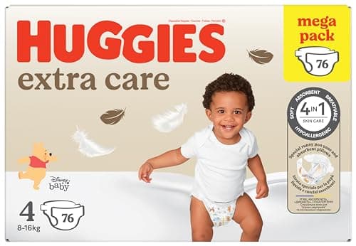 HUGGIES Extra Care - Couches bébé Taille 5 (11/25kg) - Pack de 66 couches - extra doux - barrières anti fuite - facile à changer - hypoallergénique et testé dermatologiquement - avec des motifs Disney