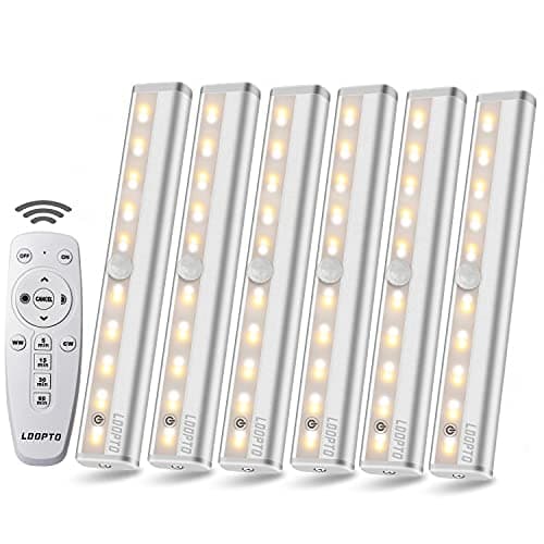 LDOPTO lampe led sans fil 6 packs avec télécommande lampe murale sans fil lumiere led pour chambre lampe de placard sont utilisées dans les armoires et les vitrines. Aucun câblage requis