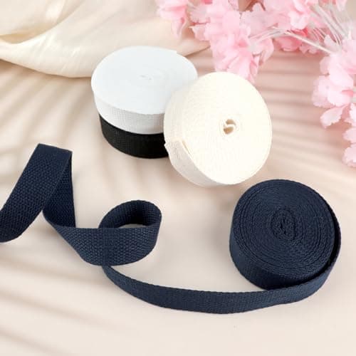 Sangle Couture Sergé en Coton 22m de long 25mm de large,Sangle Sac Bandouliere 25mm, Accessoires pour Artisanat Bricolage Tricot (5,5 Mètres par Couleur)