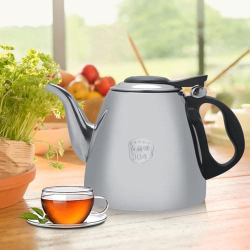 Théière, Petite Théière En Acier Inoxydable, Bouilloire à Col De Cygne, Théière Tovetop, Chauffe-eau Chaude, Bouilloire à Café Pour Cuisinière, Plaque à Induction(1.2L)