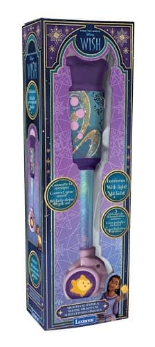 Lexibook, Disney Wish, Microphone Lumineux pour Enfant, Jeu Musical, Haut-Parleur intégré, Effets Lumineux, Prise Aux-in, Violet, MIC90WI