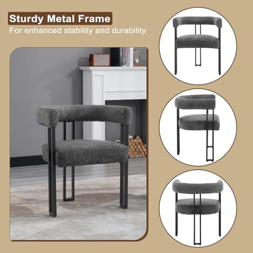 WOLTU Lot de 4 Chaises de Salle à Manger, Chaise Cuisine en Chenille, Chaise Salon avec Pieds en Métal, Fauteuil Chambre, Siège Rembourré, Chaise Moderne, Gris Foncé, EZS25dgr-4