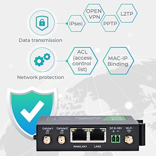 InHand Networks IR302 Routeur VPN Industriel IoT Double Carte SIM, 4G LTE Cat 4, Antenne Externe, Wi-FI, Géré Via Plateforme Cloud Compatible Toute SIM opérateurs, WLAN Camping Car Caravane Bateau