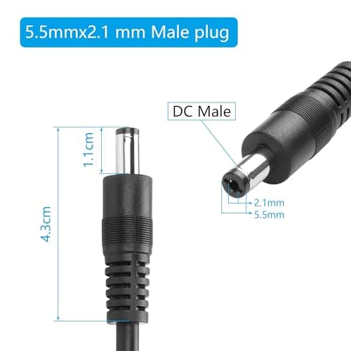 GINTOOYUN Câble DC à DC, 2 groupes 6ft 18awg DC câble d'extension d'alimentation DC 5.5mm X 2.1mm mâle à mâle câble adaptateur d'alimentation pour LED,CCTV,voiture,moniteur,etc-2M (2 mètres)