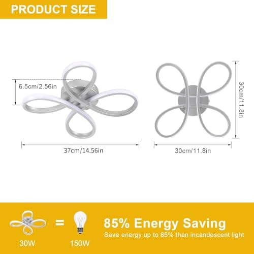 Comely Plafonnier LED Moderne, 30W 3375LM Lampe de Plafond, Luminaire Plafonnier LED pour Chambre salon, Salle à manger Cuisine, Lumière Chaude 3000K, 30cm, Argent