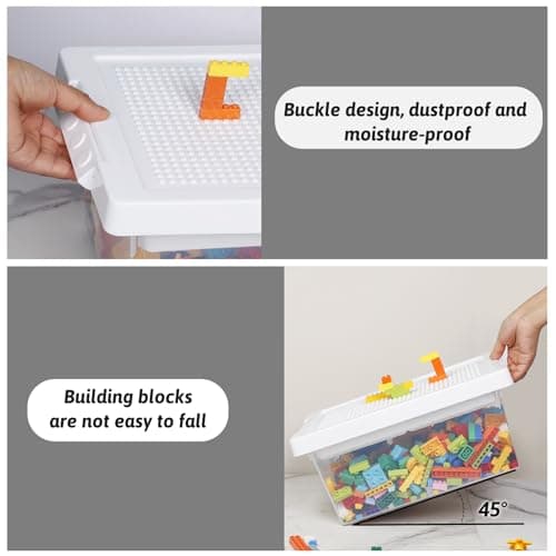 Greentainer Bacs de rangement avec couvercles pour boîte à jouets Lego Cube pour enfants, boîtes empilables en plastique avec plateau amovible, conteneurs d'artisanat pour blocs de construction,
