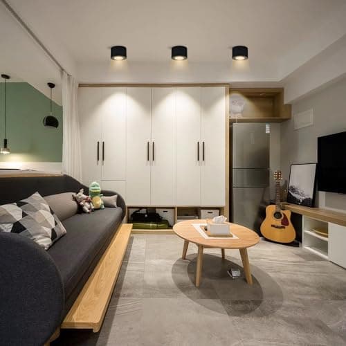 GeyouLux Plafonnier Spot Φ80×50mm Ultra-plat,Rotatif à 45° Spot en saillie Orientable,Aluminium Rond Noir Mat Apparent Downlight Lampe de Plafond Pour Modules LED,Ampoule non Incluse,lot de 6