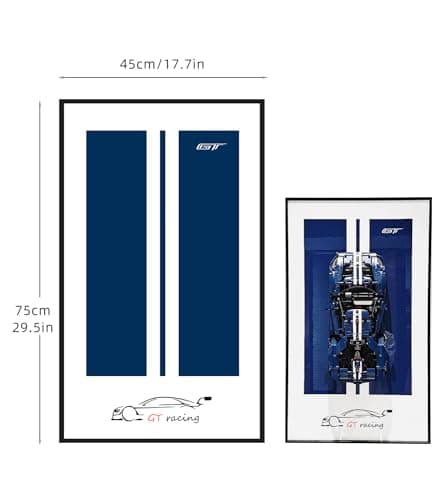 WETCEAOM Cadre pour Lego Technic Ford-GT 42154, Tableau d'affichage mural pour Lego les amateurs, taille : 75x45 cm