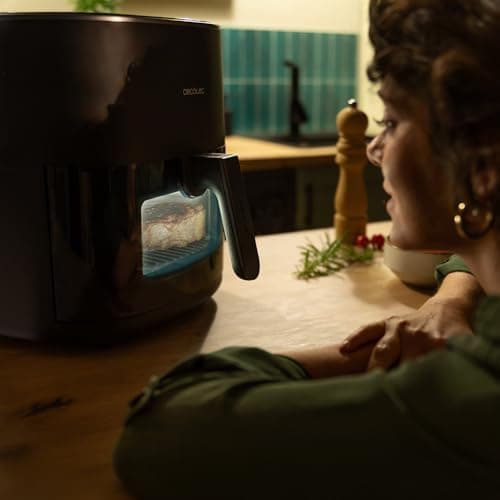 Cecotec Air Fryer Cecofry&Grill Duoheat 6500. Friteuse à Air sans Huile 6,5L, Grill, Plancha, Résistance Double, 2200W, Cuisson Uniforme, Idéale pour Viandes et Pizzas
