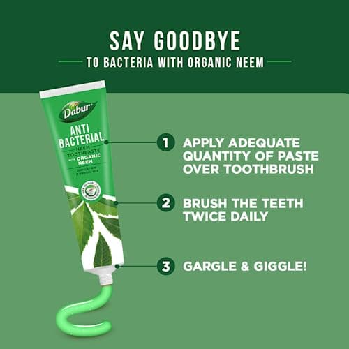 Dabur Organic Dentifrice Neem 100 ml - Protection organique, Renforce les gencives, Anti-plaque, Fraîcheur Neem & Lotur