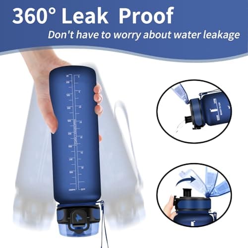Vikaster Gourde Sport, Bouteille d'eau 1000ml, sans BPA, Étanche & Réutilisable, Water Bottle Ouvrir en un Clic, Convient Pour la Yoga, le Gym, le Camping, Gourde Randonnée