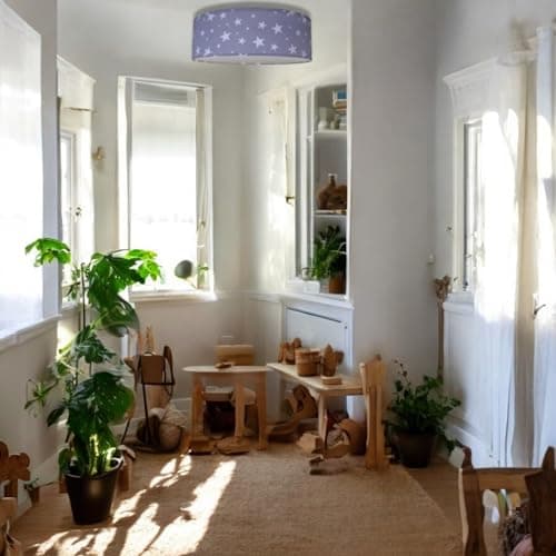 Plafonnier Rond - Luminaire Plafonnier Pour Les Chambres d'enfants en coton avec motif étoilé - abat-jour Ø 28 cm et hauteur 10 cm
