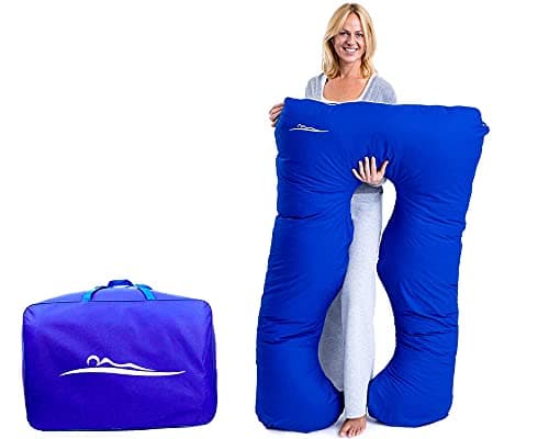 MAKOSAS Coussin Confort Original - Coussin orthopédique rafraîchissant de qualité supérieure - Coussin de Corps - pour Un Meilleur Sommeil et Contre Les maux de Dos, 100 x 150 cm (Coton - Bleu)