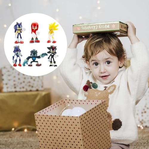 BESTZY Sonic Gateau Décorations, 6 Pièce Sonic Mini Figurines Ensemble, Fête Cake Topper Cartoon Modèle Gâteau Décoration DIY Cake Topper Kit pour Enfant Anniversaire Thème Fête Fournitures