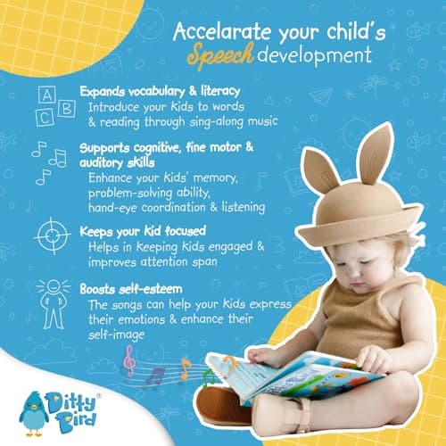 Ditty Bird Livre Sonore en Anglais: 100 Premiers Mots in English | Apprentissage ludique de la Parole pour bébés de 1 à 4 Ans | Livre interactif avec sonorités et chansons Amusantes