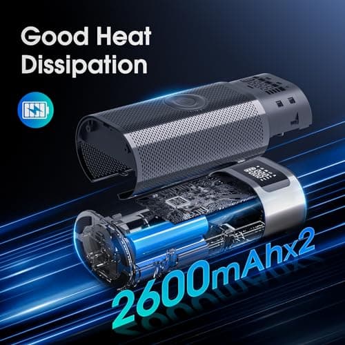 OneAmg Gonfleur Pneus Voiture, Pompe à Air Électronique Portable 12V 5200mAh/150PSI, Compresseur à Air Portatif avec Affichage Numérique et Lumières d'urgence pour Voitures, Motos, Vélos, Ballons