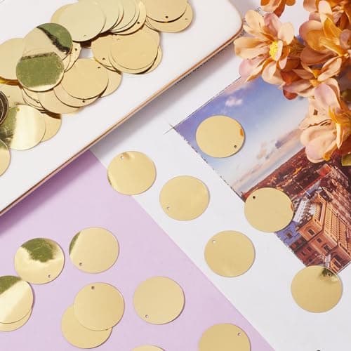 GORGECRAFT 500PCS Paillettes Plates et Rondes de 25mm Paillettes Amples avec Trou Couture Artisanat pour la Fabrication de Bijoux Mariage Vêtements de Mariée Broderie Artisanat Embellissement Citron