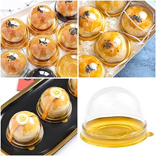 JJQHYC 50 Pièces Boîtes à Dessert Mini Boîtes à Gâteaux Transparent Boîte à Pâtisserie Cadeau Rond Boîte d'emballage à Gâteau pour la Fête de Mariage Anniversaire