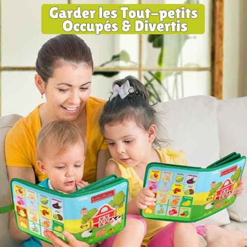 Quanquer Busy Board Française - Livre Occupé de Ferme Montessori pour 1 2 3 Ans Enfants - Planche d'Activités Jouet Éducatif Sensoriel Préscolaire -Jouets de Voyage pour Tout-Petits(Française Version)