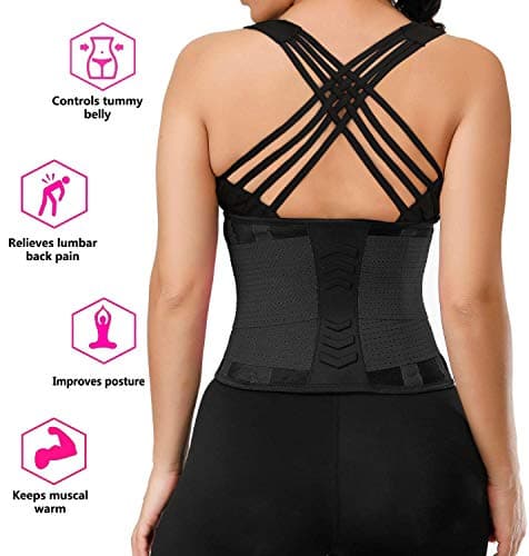 YIANNA Ceinture Amincissante Ventre Plat Femme Homme de Sudation Abdominale Waist Trainer Néoprène Fitness Corset Minceur Noir, 8003 Size S