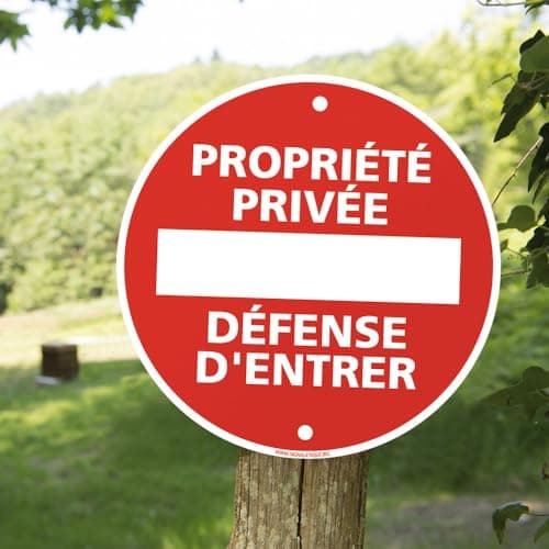 Panneau Propriété Privée Défense D'Entrer Aluminium 2 Mm - Diam. 250 Mm Signalisation Prépercée Avec Kit De Fixation Fabrication Française