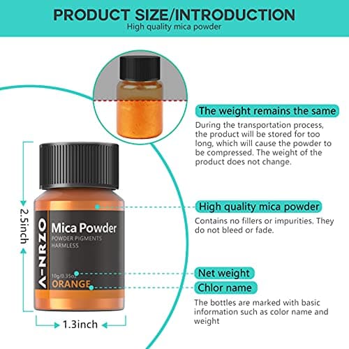 Poudre De Mica - Pigment RéSine éPoxy 24 Couleurs*10g Pigment de Qualité Cosmétique Naturel、Colorant De Savon En Poudre MéTallique, pour Vernis à ongle, Bombe de bain