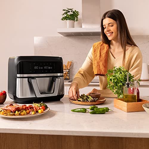 Cecotec Air Fryer Cecofry Dual 9000. Friteuse à Air sans Huile, 9L, 2850W, 6 Modes, Technologie PerfectCook, Design Compact et Panneau Tactile Multifonction