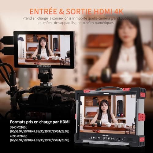 FEELWORLD P6X Moniteur Caméra Écran Tactile 5.5 Pouces 1000Nit Moniteur de Champ de caméra avec 4K 60HZ 3DLUT HDR Forme d'onde Boîtier Aluminium 9:16 Marqueur
