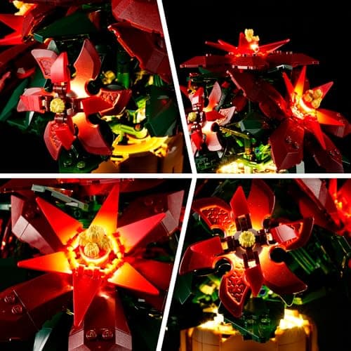 BRIKSMAX Kit d'éclairage 2.0 pour Lego Poinsettia – Éclairage LED innovant compatible avec les icônes Lego 10370 – Kit Lego non inclus