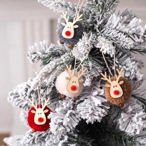 Decoration Sapin Noel Pendentif,8 Pièces Bois Pendentifs Decoration Noël,Naturel Ornements D'arbres de Noël Cadeau Mignonne pour la Décoration de la Maison