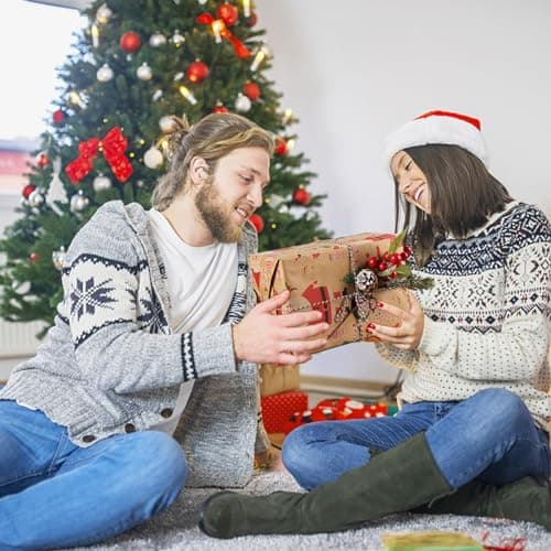AhfuLife 2 Rouleau Kraft Papier Cadeau Noël, 43cm×15m Recyclable Papier Emballage Cadeaux Noel avec Motifs Fins pour Enfant Emballage des Cadeaux, Décor de Noël(C : Hoho/Père Noël)