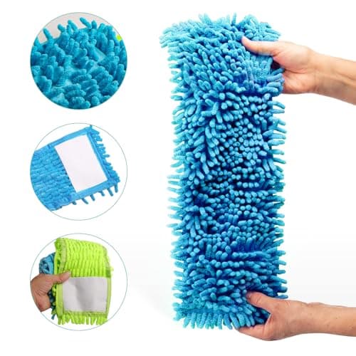 HTTYHT 6 pièces Housse de vadrouille pour Le Nettoyage des sols 42 x 12 cm serpillères en Chenille Bleues/Verte serpillères en Microfibre lavables et réutilisables pour Le Nettoyage des sols