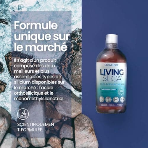 Orgono Living Silica Collagen Booster. Complément de Silicium Liquide pour Stimuler la Production de Collagène Natif. Complément Alimentaire Collagène pour Os et Articulations. 1 000 ml