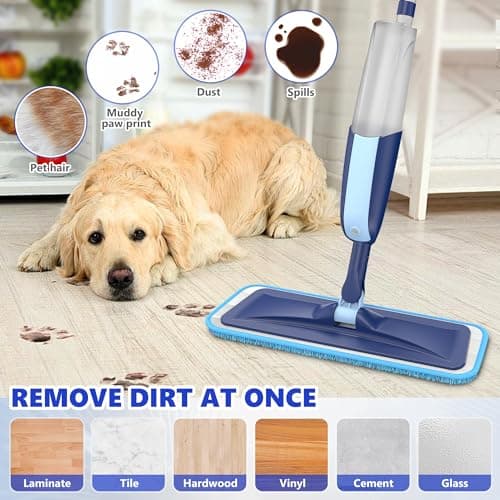 MANGOTIME Balai Serpillère Vaporisateur Mop Balais Serpillère Nettoyer Sol | Balai Lave Sol avec Reservoir Microfibre Spray Mop pour la maison, la cuisine, parquet, stratifié, bois, vinyle, carrelage