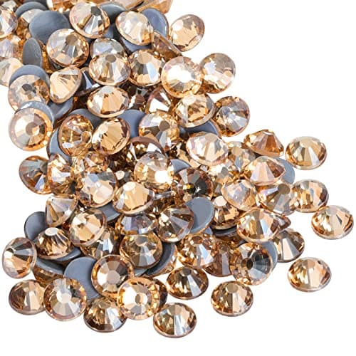 BEADSLAND Hotfix Strass,1440pcs Dos Plat Cristal Strass Artisanat vêtements Bricolage décoration,Champagne doré,SS20,4.6-4.8mm