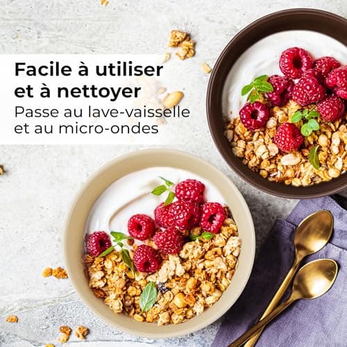 MIAMIO - Ensemble de 4 bols à soupe en céramique de 750 ml/Ensemble de bols à céréales pour salade, avoine, fruit, riz - Compatible lave-vaisselle et micro-ondes - Collection Aura