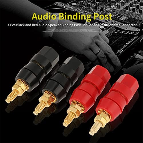AILOOCEDI Lot de 4 Prises Banane, Borne de Liaison de Haut-Parleur Audio Noir et Rouge pour Connecteur Adaptateur Prise Banane avec Borne de Fiche Banane de 4 Mm, Installation Facile des