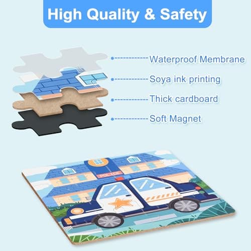 ASTARON Puzzles magnétiques pour Enfants de 3 à 5 Ans, pour Enfants âgés de 2 à 4 Ans, Jouet d'activités de Ferme/Voiture/Animaux, Aimant d'apprentissage, Cadeau pour Voyage en Voiture