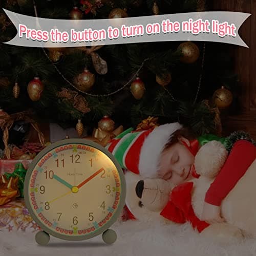 Ayybboo Réveil Enfant Garçon Fille, Réveil Matin Silencieux sans Tic-Tac, Original Analogique Alarme Lumineux Snooze Réveil Chevet (coeurblanc)