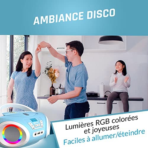 KLIM Candy Lecteur CD Enfant - Nouveauté 2024 - Radio FM - Piles incluses - Lecteur CD Radio Rose Mignon avec Haut-parleurs - Le Cadeau Parfait pour Les Enfants et Les Tout-Petits - Bleu