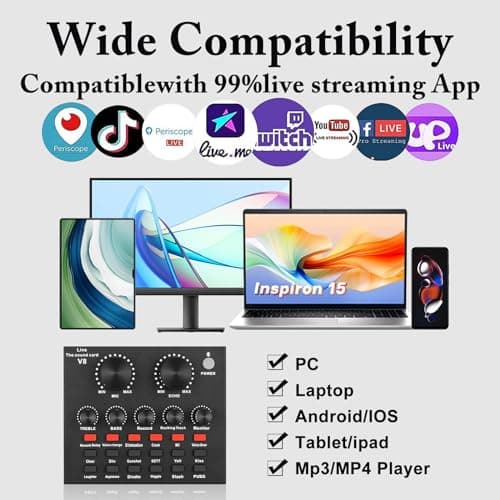 ALPOWL Ensemble d'équipement de Podcast, Interface Audio avec Carte Son en Direct Tout-en-Un et Microphone à condensateur, Parfait pour l'enregistrement, la Diffusion, la Diffusion en Direct (Or)