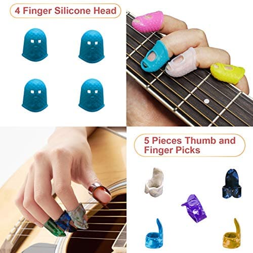 Kit Accessoire Guitare,TTCR-II 78 Pièces avec Support Guitare,Capodastre Guitare,15 Mediator Guitare,3 set Cordes Guitare Acoustique,Accordeur de Guitare,Enrouleur de Cordes,Sangle de Guitare etc....