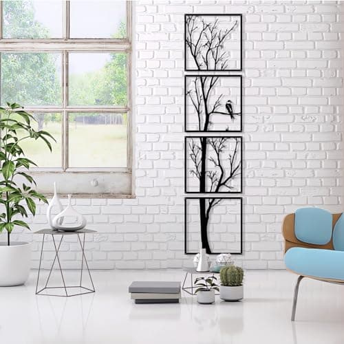 Luccyle Arbre Decoration Murale Metal,Arbre En Métal,Decoration Murale Maison,Idéale pour salon et couloir,Grand lot de 4