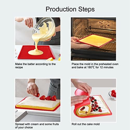 4 Pcs Moule Silicone Patisserie,Tapis De Cuisson Avec Rebords, Plaque De Gâteau Roulé Antiadhésif Tapis De Cuisson En Silicone Multi-Fonctions Plateau De Cuisson À Biscuits Plateau À Rouler
