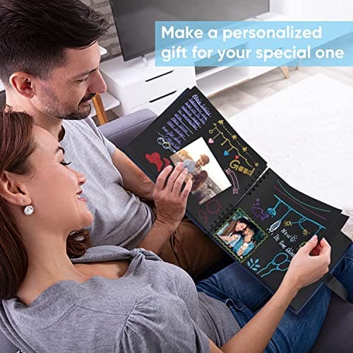 DazSpirit Album Photo 80 Pages Noir Scrapbooking Album 29,5 X 21Cm Livre Scrapbooking Avec 6 Stylos Métalliques, Pour 160 Photos, Livre D'or Pour Anniversaire Et Mariage (Bleu)