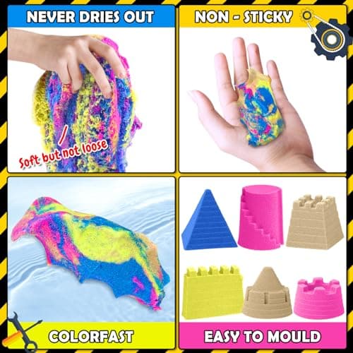 Magic Sand - Sable de jeu avec 1800 g de sable magique sensoriel pour garçons et filles de 3, 4, 5, 6, 7 ans et plus