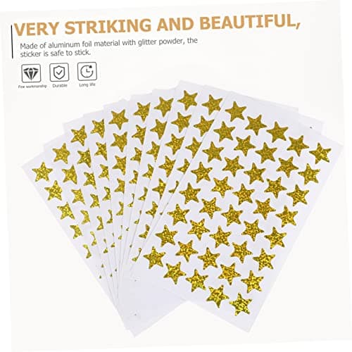 TOGEVAL 5 Paquets Pentagramme Sticker étoile autocollant de etiquette autocollante stickers ecole autocollant pour récompenser autocollant de récompense de paillettes Golden