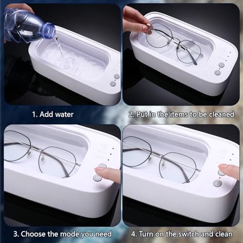 Nettoyeur Ultrasons, 45000hz Ultrasonic Cleaner avec 3 Modes de Nettoyage, 500ml Portable Appareil de Nettoyage pour Bijoux Montres Colliers Dentiers Lunettes