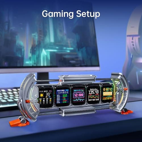 Divoom Times Gate WiFi Pixel Art Informative Display,5pcs 128 * 128 IPS Screen,LED Digital Clock Lights Decorative with APP Control for Gaming Room Setup Table Decoration Silver